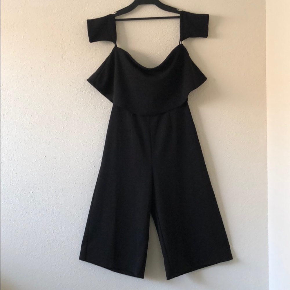 Missguided Black Bardot Wide Leg Jumpsuit